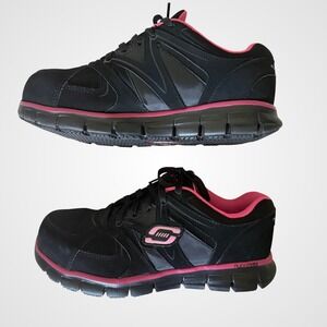 Skechers‎ Work Flex Sole Alloy Toe Slip Resistant Sneaker Shoes Black 9EW NEW